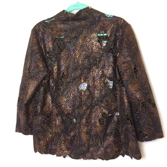 Chico's.Black and Copper Open Front Jacket Size 1 - Picture 9 of 9